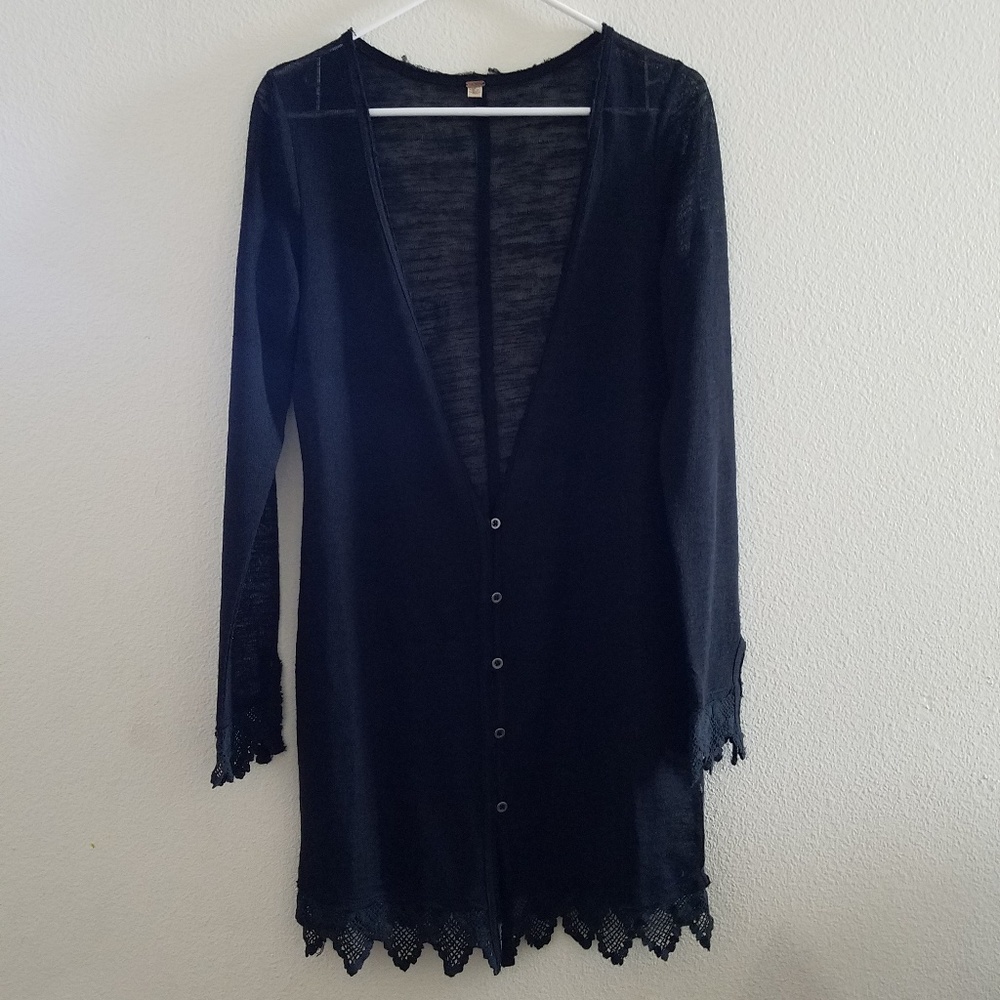 NWOT Free People Long Lace Cardigan